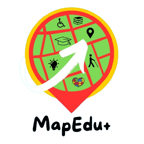 Mapa estilizado representando escolas inclusivas